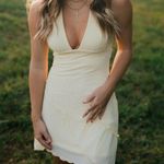 Yellow Mesh Halter Dress Size XS Photo 1