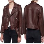 All Saints Balfern Leather Biker Jacket In Deep Berry Size 2 Photo 11
