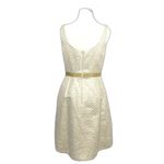 Carmen Marc Valvo  Metallic Gold Chain Belt Linen Blend Elegant Sleeveless Gown 8 Photo 1