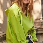 Anthropologie Saturday Sunday Women's Small Green Cropped Oversized Hoodie‎ Photo 0