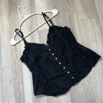 ZARA Ruffle Tank Top embroidered floral sheer crop womens Black (large) coquette Photo 0