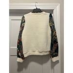 Fate Cream Quilted Crew Neck Sweatshirt Size Medium Preppy Floral Woven Sleeves Photo 5