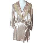 Val Mode Lingerie Vintage Satin Lace Beaded Night Robe Pink Size M Photo 12