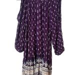 World Market Tunic Dress Boho Hippie Tassel Purple Cold Shoulder Geometric L/XL Size L Photo 0