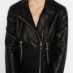 EXPRESS Black Leather Zip Moto Jacket Photo 0