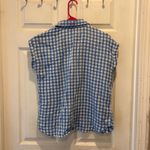 CJ Breeze Blue White Gingham Gauze Sleeveless Button Down Shirt Women Large Photo 4