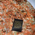 Reba  Orange Print Faux Wrap Scrunched Side Stretch Knit Short Sleeve Blouse Med Photo 10