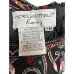 Papell Boutique NWT Black Beaded Embroidered Silk Lined Top Floral Party Sequin Petite Medium Photo 3