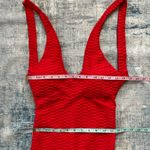 Red Ruched Textured Booty Enhancing Catsuit Jumpsuit Large Photo 2