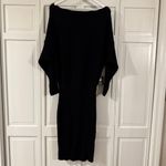 EXPRESS  NWT black ribbed sweater dress off shoulder size M Photo 1