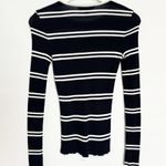 Misook Long Sleeve Striped Lightweight Knit Round Neck Blouse Top Navy Blue XS Photo 4