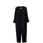 J.Crew  Drapey Oxford Crepe Jumpsuit Black Sz 12 Boilersuit Utility Chore Preppy Photo 2