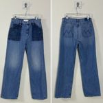 MOTHER Superior 32 Wide Leg High Rise The Patch Maven Heel Love Triangle Jeans Blue Photo 5