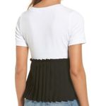 Halogen New Pleated Peplum Knit Top Short Sleeve Color Block Hem Petite Small Photo 3