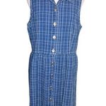Vintage Cotton Denim Checkered Dress Cottagecore 90's Made in USA White Size XL Photo 0