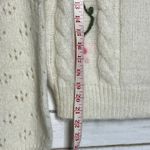 POL Small Floral Embroidered Cable Knit Sweater Cottagecore Cream Cozy Photo 7