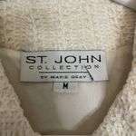 St. John  Collection Tweed Jacket Size Medium Button Knit Ivory USA Shoulder Pads Photo 6