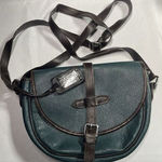 Valentina Tale‎ Green & Brown Leather Small Cross Body Shoulder Handbag Italy Photo 0