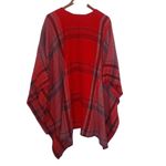 Vince Camuto XL Red Gray Plaid Shawl Poncho Top Photo 2
