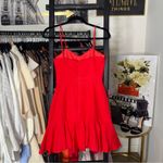 Forever New Ever New Melbourne Red Corset Style Flounce Hem Mini Linen Blend Dress Womens 2 Photo 6