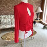 Love Charm Red High Neck Cutout Ruched Drawstring Crop Top L (Jrs) S (Ladies) Photo 6