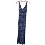 AQUA Tribal Print Maxi Dress Sleeveless Stretch Long Dress Navy Blue Women Sz XS Photo 1