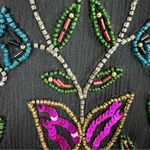 PAPELL BOUTIQUE EVENING Black Silk Beaded Cardigan Size L Size L Photo 3