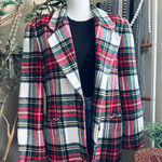 EXPRESS Vintage 90s  Tartan Plaid Wool Blend Padded Shoulder Two Button Blazer Photo 0