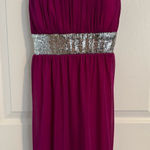 City Triangles Strapless Magenta Dress with Silver Band Photo 0