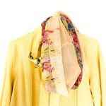 Bonita Basic Susi Yellow Activewear Jacket with Floral Scarf Size Large Photo 3