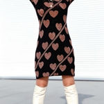 Ted Baker  Uzeniaa Black and Glitter Rose Gold Heart Dress,Size 0,Stretch Photo 0