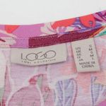 LOGO By Lori Goldstein LOGO Lori Goldstein Floral Maxi Dress Shark Bite Hem Size S Pink Lagenlook Artsy Photo 3