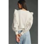 Anthropologie Spring Eyelet Ruffled Sleeves Sweatshirt Medium Cottage Dainty Photo 3