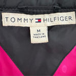 Tommy Hilfiger Moto Quilted Black Puffer Jacket Women's M Zip Front Tuck in Hood Photo 12