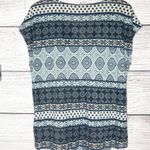 Lucky Brand Boho Patterned Blue & White Front Tie Cap Sleeve Top Size Large Photo 4