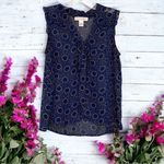 Band of Gypsies  Sheer Blue Yellow Boho Blouse Tie Front Ruffle Y2K Top Size M Photo 1