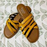 Franco Sarto  Graceleigh Mustard Yellow Strappy Sandals Pull On Slides 8 Photo 1