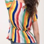 Blu Pepper  Multi Stripe Tie Front Top Large Photo 1