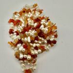 Carnelian and fresh water pearl long necklace Orange Photo 4