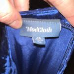 Modcloth blue velvet scoop neck flowy 2x elegant blouse Photo 2