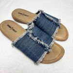 Minnetonka  Violet Frayed Fabric‎ Denim Slide Sandal Size 10W Photo 0