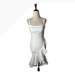 Hello Molly  White Hard To Be Cool Midi Dress Ruffle Spaghetti Strap Square Neck Photo 1