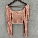 Urban Outfitters  L Y2K Boho Crop Top Smocked Tie Front Long Sleeve Fairy Grunge‎ Photo 6