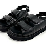 Princess Polly  Rue Sandals Size 8 Chunky Vegan Leather Black Photo 0