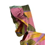 Kourt Pink Green Tropical Print Square Neck Ruffled Linen Mini Dress Size XS Photo 1