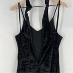 Mango Black Velvet Mock V Neck Racerback Side Slit Formfitting Midi Dress Photo 11