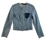 EXPRESS Vtg Y2K Jeans M Denim Jacket Sparkles Bling Rhinestones Festival Boho Photo 0