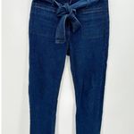 Loft High Waist Straight Belted Dark Wash Blue Denim Jeans Women's Size 25/0 Photo 0