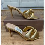 Gianvito Rossi Amour 85 Metallic Leather Mules Gold Silk Size 9.5 US 40 EU NIB Photo 2