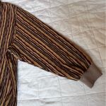 Bonworth Vintage Brown Retro Stripe w/ Gold Metallic Grandpa Sweater - Medium Photo 2